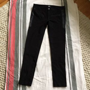 Paige black leggings with leather detail